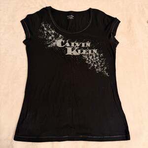 Calvin Klein Jeans Black Rhinestone Logo T-Shirt